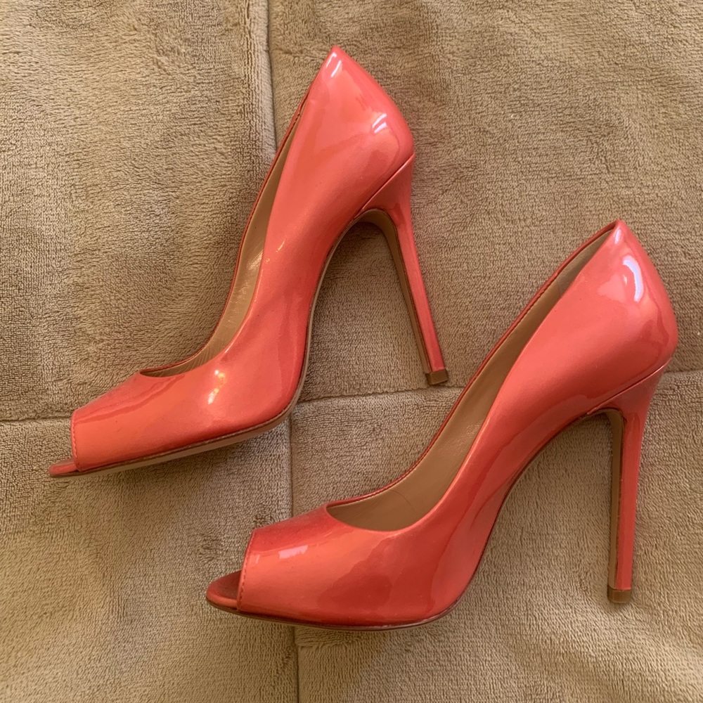 Pink Patent Leather Open Toe Pumps - Vero Cuoio